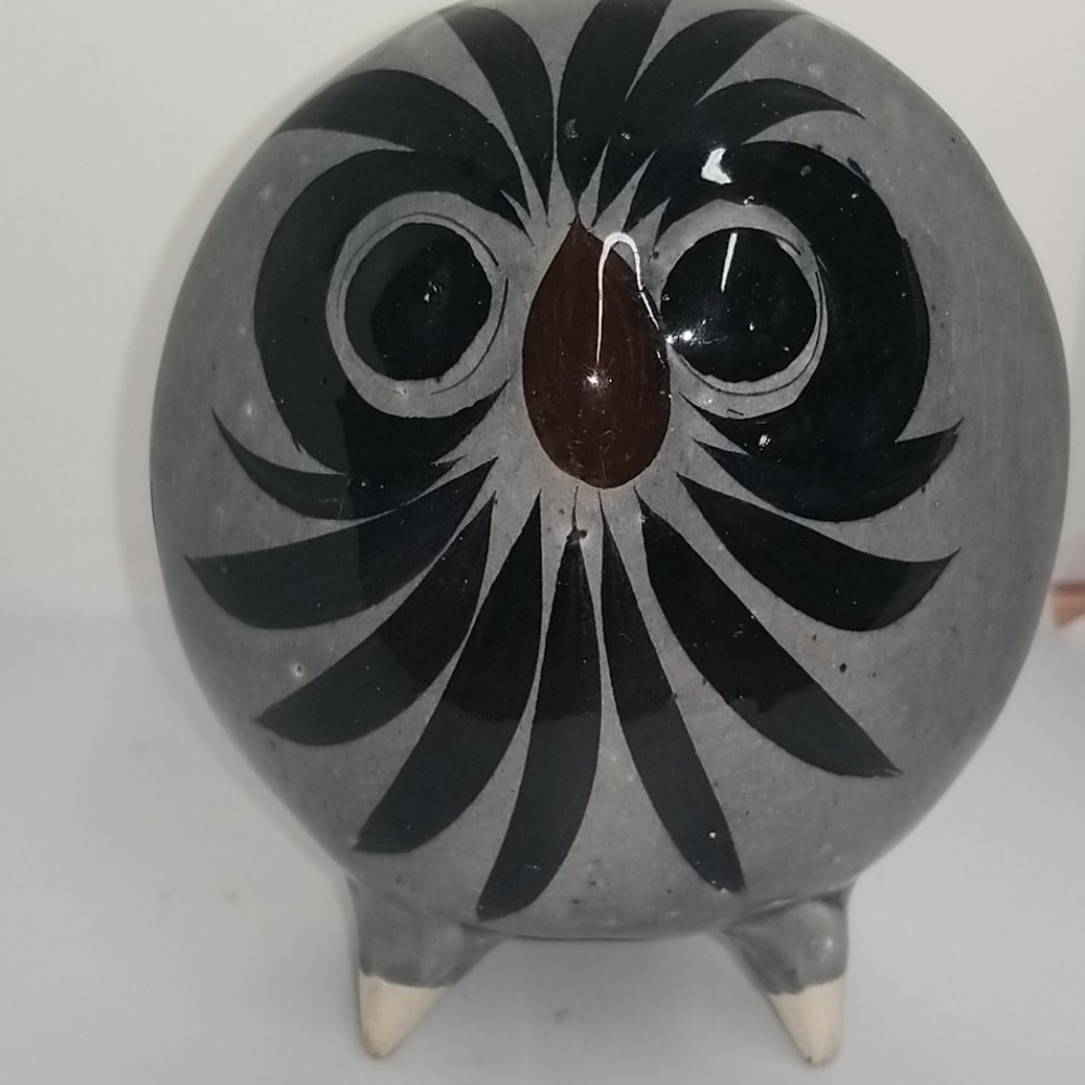 Vintage Tonala Mexico Handpainted Owl